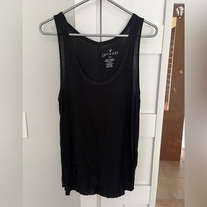Ribbed flowey ribbed black tank